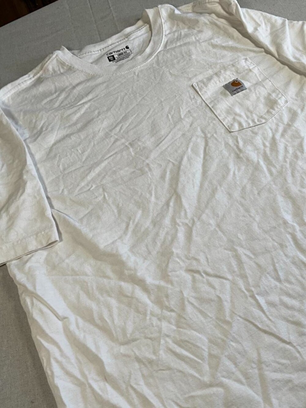 Mens Carhartt Loose Fit White 100% Cotton Pocket Tee (2XLarge Tall)